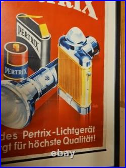 Affiche Ancienne Originale Lampe de poche PERTRIX allemand 1930-40