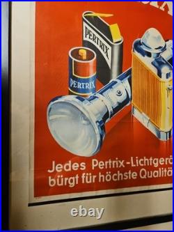 Affiche Ancienne Originale Lampe de poche PERTRIX allemand 1930-40