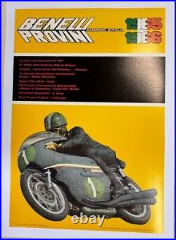 Affiche Ancienne Originale Moto Benelli 250 350 1965-1966 Champion D'italie