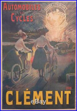 Affiche Ancienne Originale Old Poster Automobiles Cycles Clement Pres St-gervais