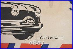 Affiche Ancienne Originale Panhard Db Dyna Rallye Lyon Charbonnieres Alexis Kow