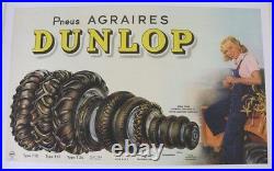 Affiche Ancienne Originale Pneu Dunlop Agraire Agricole Tracteur Tyre Tractor