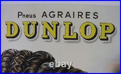 Affiche Ancienne Originale Pneu Dunlop Agraire Agricole Tracteur Tyre Tractor