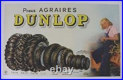 Affiche Ancienne Originale Pneu Dunlop Agraire Agricole Tracteur Tyre Tractor