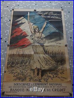 Affiche Ancienne Originale Pour Le Drapeau! Guerre 14 18 Signee Georges Scott