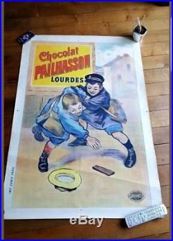 Affiche Ancienne Originale Publicitaire Chocolat Pailhasson Lourdes Pyrénées