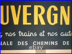 Affiche Ancienne Originale SNCF Auvergne par Gregoire entoilée 1952