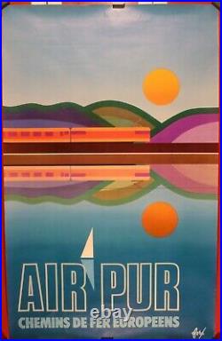 Affiche Ancienne Originale Sncf Chemin de fer Foré Air Pur 1974