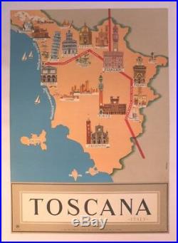 Affiche Ancienne Originale Toscane Toscana Italy Italie Pisa Sienna Firenze