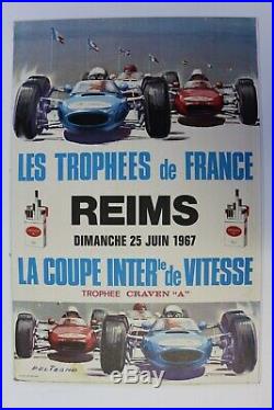 Affiche Ancienne Originale Trophee France Reims 25 Juin 1967 Beligond