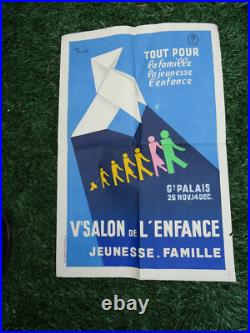 Affiche Ancienne Originale V Salon De L'enfance Par Jean Rouille 1952