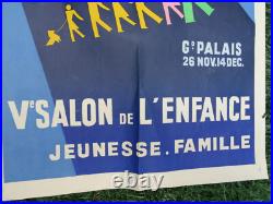 Affiche Ancienne Originale V Salon De L'enfance Par Jean Rouille 1952