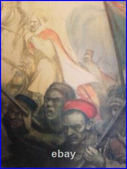 Affiche Ancienne Originale armée Afrique et troupes Fouqueray 1917 entoilée