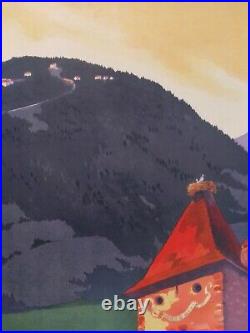 Affiche Ancienne Originale chemin de fer Alsace Lorraine Turckheim entoilée