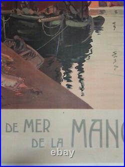 Affiche Ancienne Originale chemin de fer Granville G. Meunier 1921 entoilée