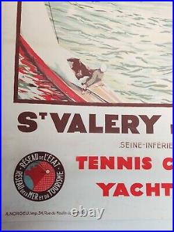 Affiche Ancienne Originale chemin de fer Saint Valery entoilée 1936