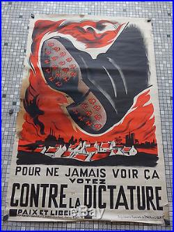 Affiche Ancienne Originale de Propagande Contre la Dictature Faucille et Marteau
