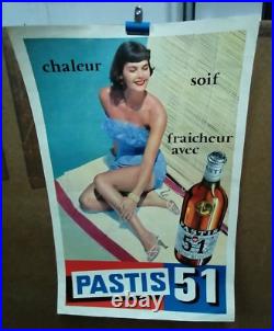 Affiche Ancienne Pastis 51 Pin Up Marseille Anis
