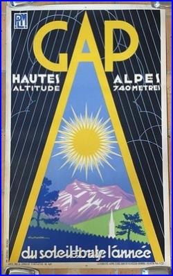 Affiche Ancienne Plm Ski Montagne Hautes Alpes Gap Gaston Gorde Plm 1932