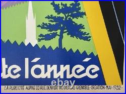 Affiche Ancienne Plm Ski Montagne Hautes Alpes Gap Gaston Gorde Plm 1932