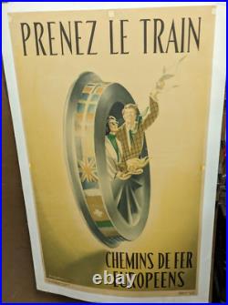 Affiche Ancienne Prenez Le Train Chemin De Fer Europeens