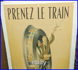 Affiche Ancienne Prenez Le Train Chemin De Fer Europeens