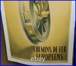 Affiche Ancienne Prenez Le Train Chemin De Fer Europeens