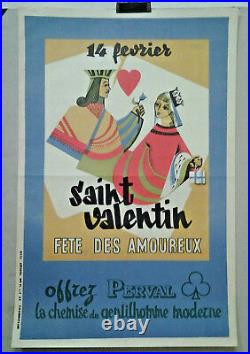 Affiche Ancienne Pub Saint Valentin 14 Fevrier Offez Une Chemise Perval Eric