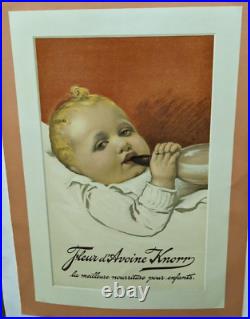 Affiche Ancienne Pubfleur D'avoine Knorr Bebe Biberon