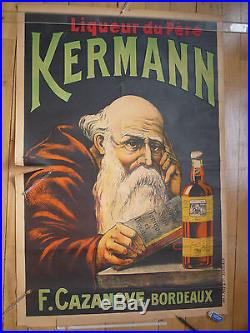 Affiche Ancienne Publicitaire Kermann F. Cazanove Bordeaux Moine Epoque Absinthe