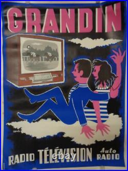 Affiche Ancienne Radio Grandin Chevaux Imp Gaillard Signe P. Raoul