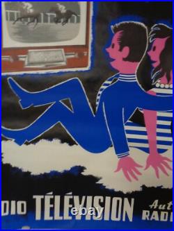 Affiche Ancienne Radio Grandin Chevaux Imp Gaillard Signe P. Raoul