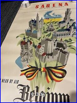 Affiche Ancienne SABENA Aviation 1950/60