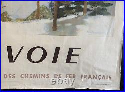 Affiche Ancienne SNCF Originale SAVOIE de Fontanarosa 1954 dim 100 X 062 cms