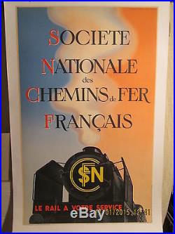 Affiche Ancienne Sncf Locomotive 1938 Premiere Sortie Rare