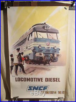 Affiche Ancienne Sncf Locomotive Brenet