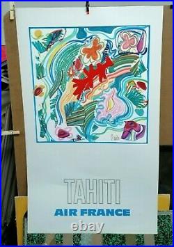 Affiche Ancienne Tahiti Air France Pages 1973 Avion Aviation