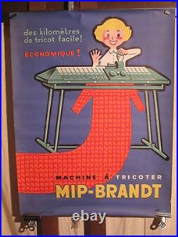 Affiche Ancienne Tricot Brandt Fillette Marrant