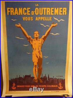 Affiche Ancienne Troupes Coloniales Outre Mer