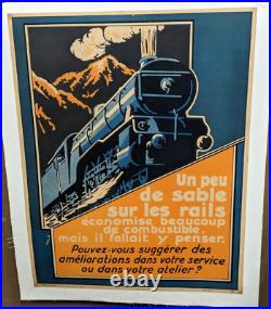 Affiche Ancienne Un Peu De Sable Sur Les Rails Train Chemin De Fer Sncf