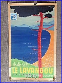 Affiche Ancienne Vintage Sncf 1938 Guy Serre Le Lavandou Son Casino Côte D'azur