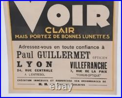 Affiche Ancienne Voir Clair Guillermet Opticienl Yon Villefranche Rhone Lunette