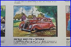 Affiche Ancienne Voiture Francaise Citroen Delage Peugeot Panhard Hotckiss Antar