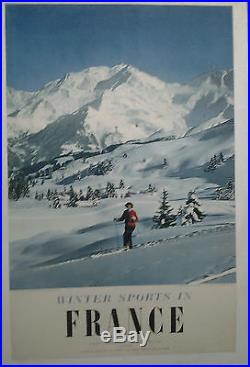 Affiche Ancienne Winter Sports In France St Gervais Le Mont Blanc Hte Savoie Ski