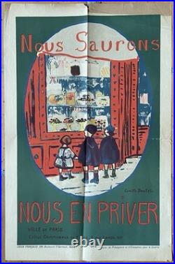 Affiche Ancienne Ww1 Nous Saurons Nous En Priver Boutet Paris 1914 1918