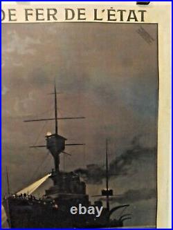 Affiche Ancienne chemin de fer Bretagne Manche océan Brest vers 1910 rare