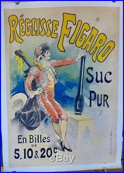 Affiche Ancienne originale1894 REGLISSE FIGARO par L Lefevre bon état entoilée