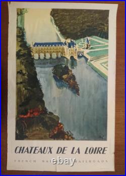Affiche Ancienne, vintage original poster from SNCF, Châteaux de la Loire