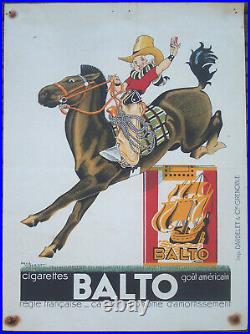 Affiche Art Deco Cigarettes Balto Gout Americain Rene Vincent Circa 1930