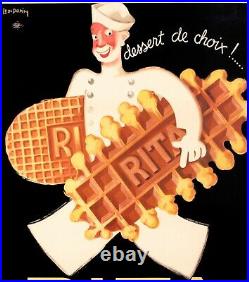 Affiche Art Deco Originale Léon Dupin Gaufres Rita Biscuits Dessert 1933